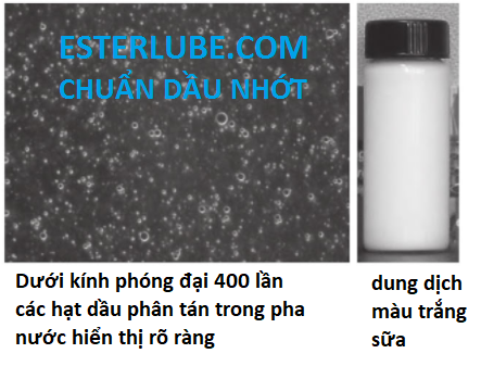 Dầu tưới nguội pha nước Macro Esterlube dưới kính phóng đại 400 lần. Dầu tưới nguội pha nước Macro Esterlube dưới kính phóng đại 400 lần.